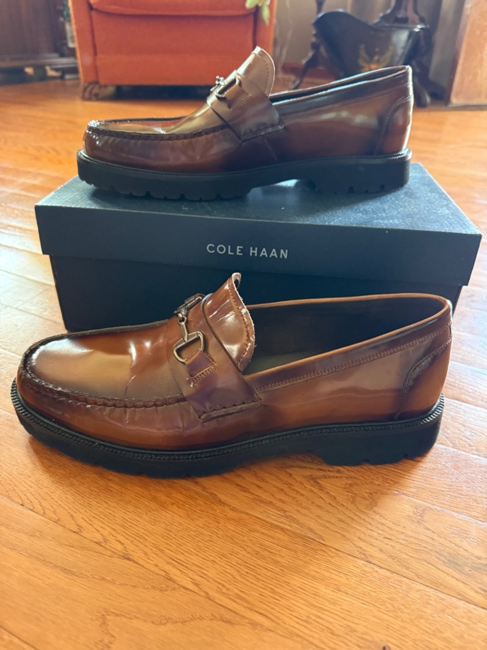 Cole Haan Men’s Tan/Brown Leather Bit Loafers - Picture 2 of 8